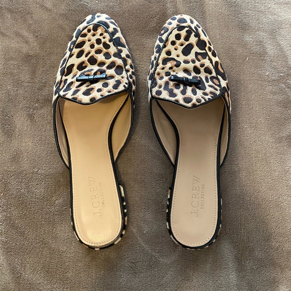 J. Crew Shoes - J. Crew Collection Piped Loafer Mules in Calf Hair